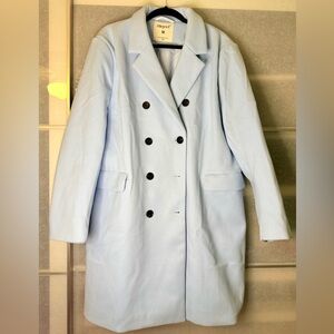Allegra K Light Blue Double-Breasted Coat